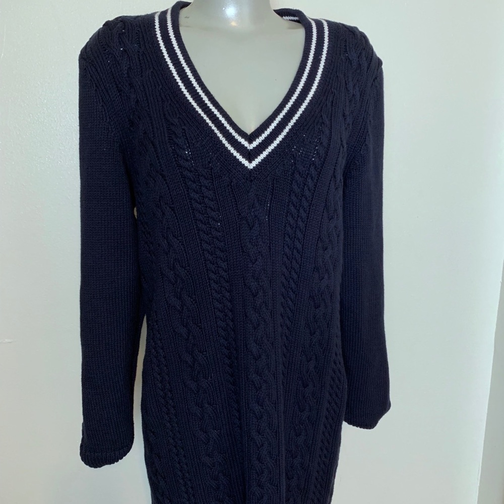 Tommy Hilfiger blue XL cable knit sweater dress - Picture 2 of 6